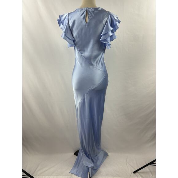 Amanda Uprichard Cecelia Maxi Dress Pale Baby Blue English Lavender Small Ruffle - Picture 3 of 9